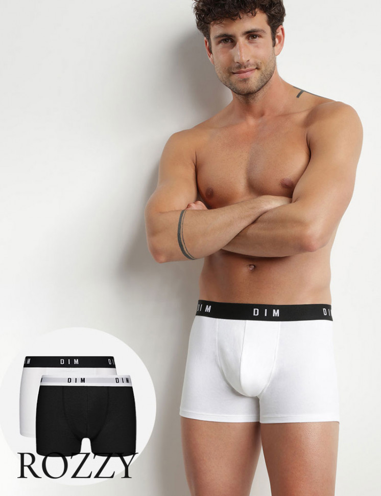 Трусы шорты мужские DIM 0ARL черный/белый (уп.2шт.)