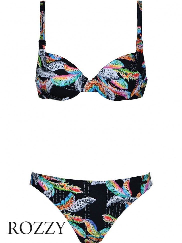 Купальник раздельный пуш-ап Naturana 72558 черный набивной Ф