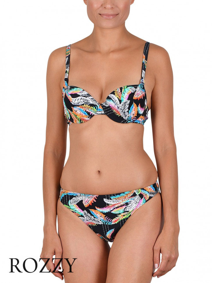 Купальник раздельный пуш-ап Naturana 72558 черный набивной Ф