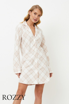 Сорочка фланелевая Aruelle Camille светло-бежевый/молочный