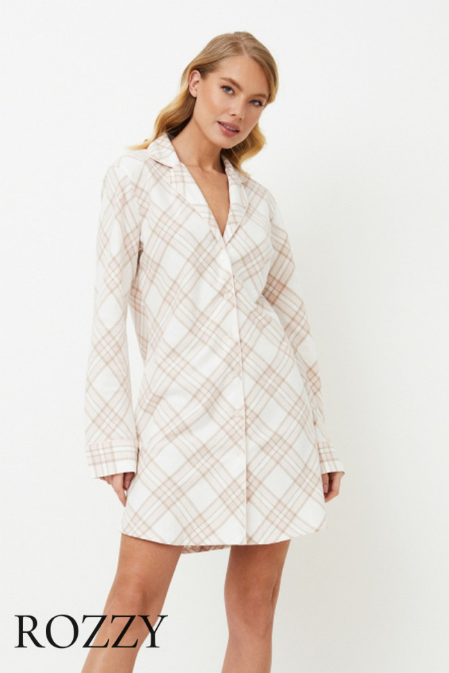 Сорочка фланелевая Aruelle Camille светло-бежевый/молочный