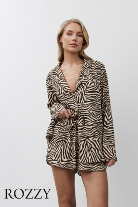 Пижама вискозная с шортами Aruelle Elise светло-бежевый/капучино