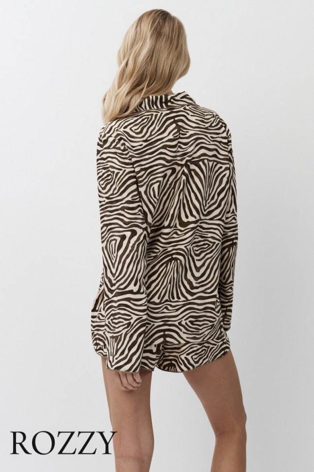 Пижама вискозная с шортами Aruelle Elise светло-бежевый/капучино