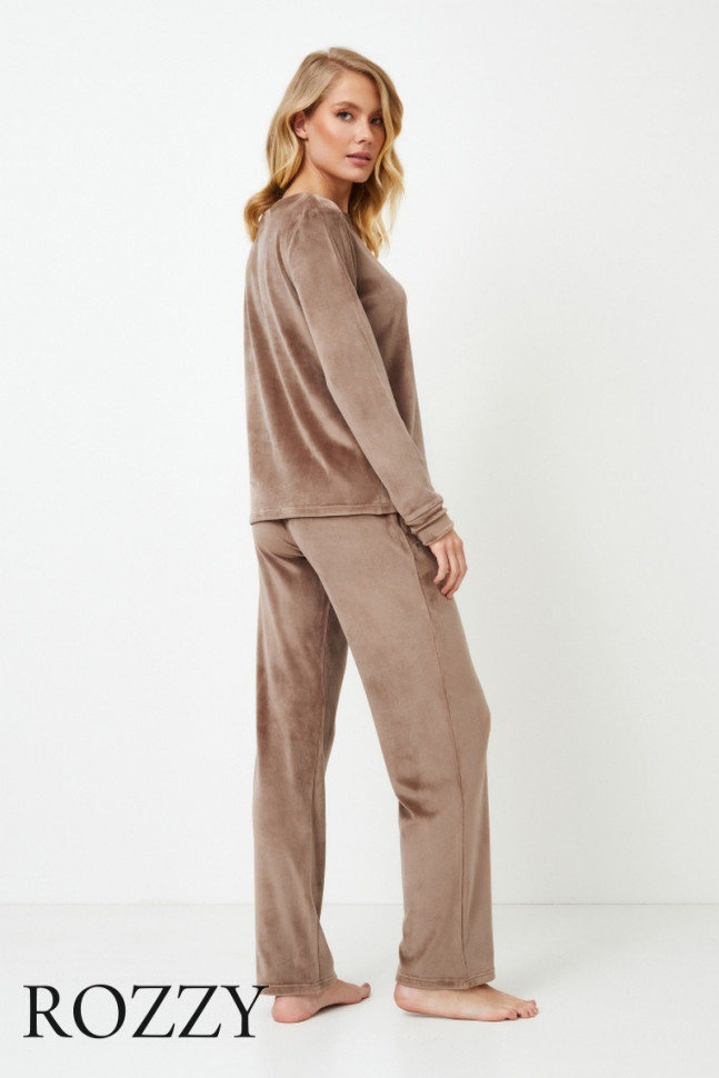Костюм домашний велюровый Aruelle Chiarra Set кофейный
