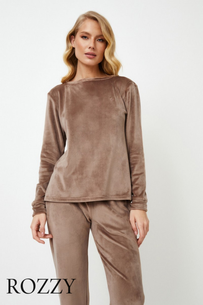 Костюм домашний велюровый Aruelle Chiarra Set кофейный