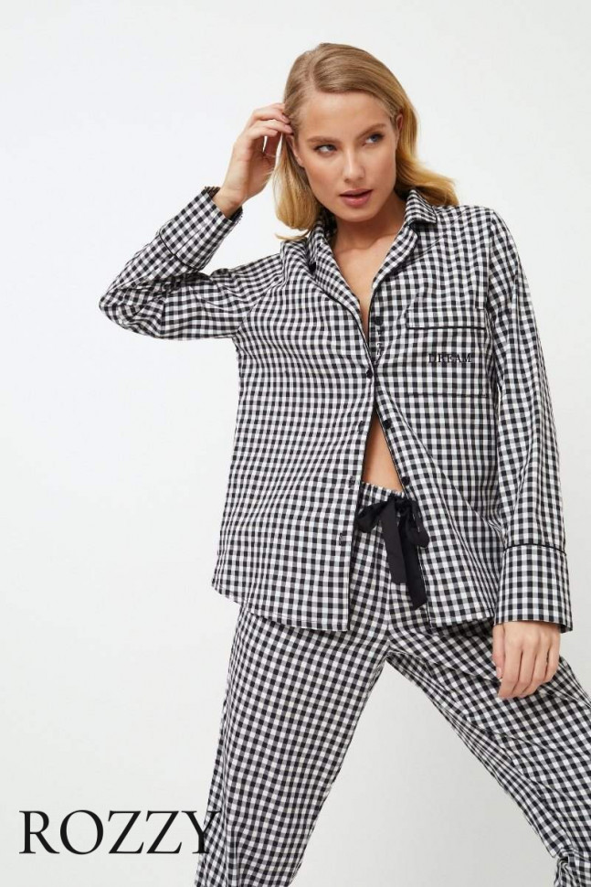 Пижама хлопковая Aruelle Philippa черно-белый