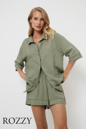 Пижама вискозная с шортами Aruelle Olive оливковый