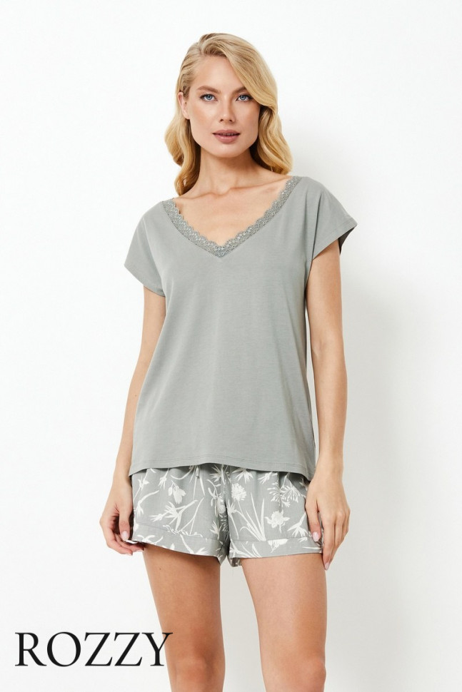 Пижама вискозная с шортами Aruelle Fabiana хаки