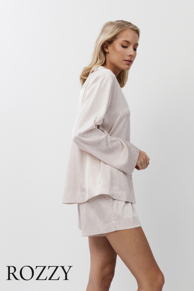 Пижама атласная с шортами Aruelle Gilian светло-розовый