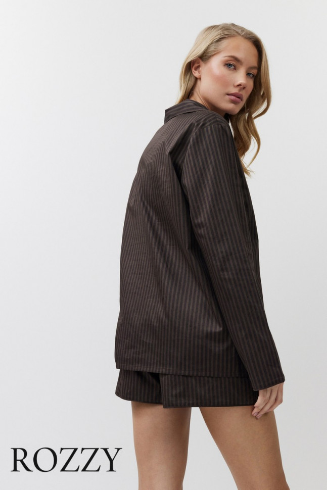 Пижама хлопковая с шортами Aruelle Noemie шоколадный