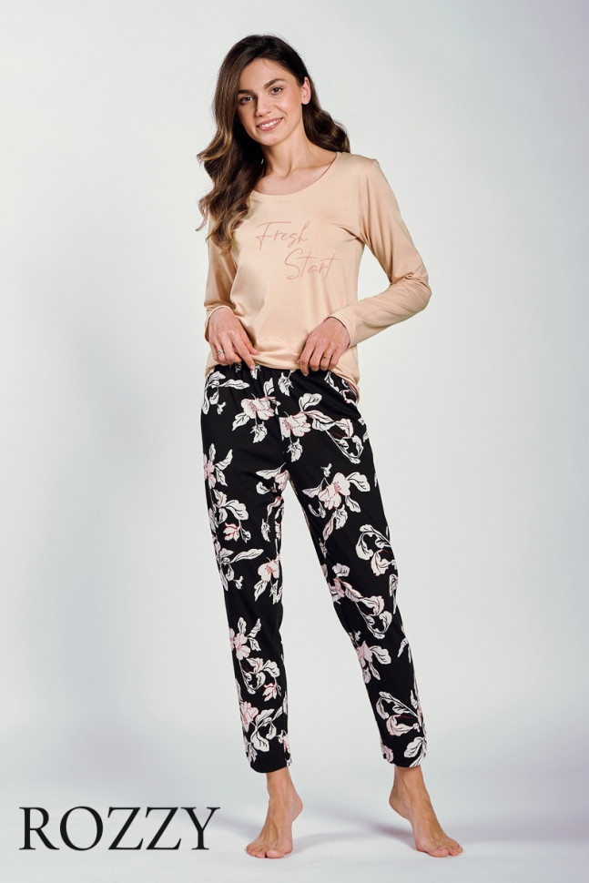 Пижама хлопковая Taro Katie 3234/3255 бежево-розовый/черный