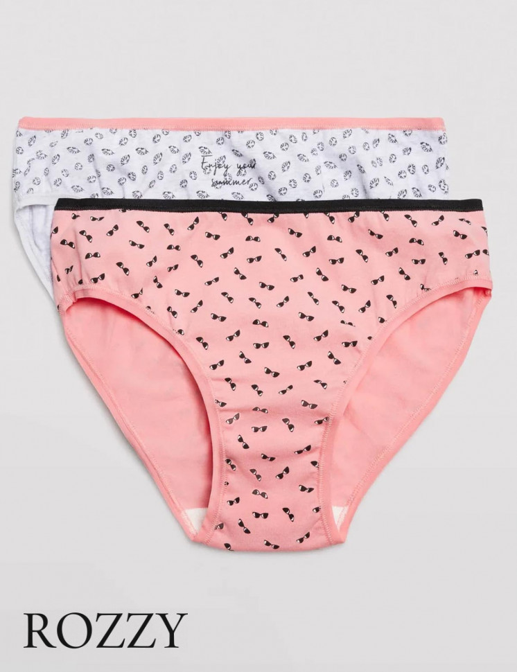 Трусы слипы хлопковые Ysabel Mora 19435 светло-серый/розовый (уп.2шт.)