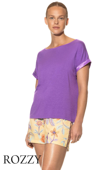 Футболка домашняя вискозная Mey Alena 16407 сиренево-фиолетовая