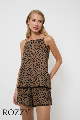 Пижама вискозная с шортами Aruelle Kianna леопардовый