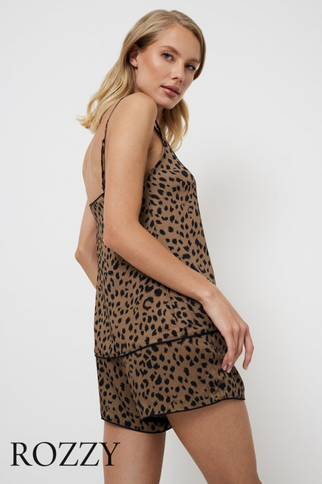 Пижама вискозная с шортами Aruelle Kianna леопардовый