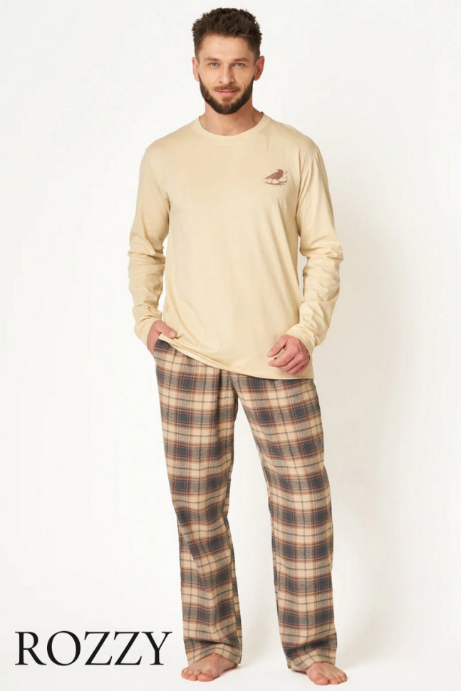 Пижама мужская Key MNS 403 бежевый/серый