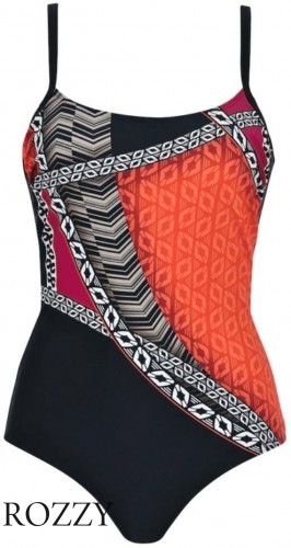 Купальник слитный Naturana 73405 черный/охра Ф