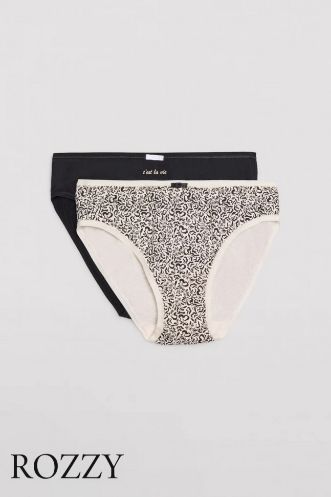 Трусы слипы хлопковые Ysabel Mora 19013 черный/белый (уп.2шт.)