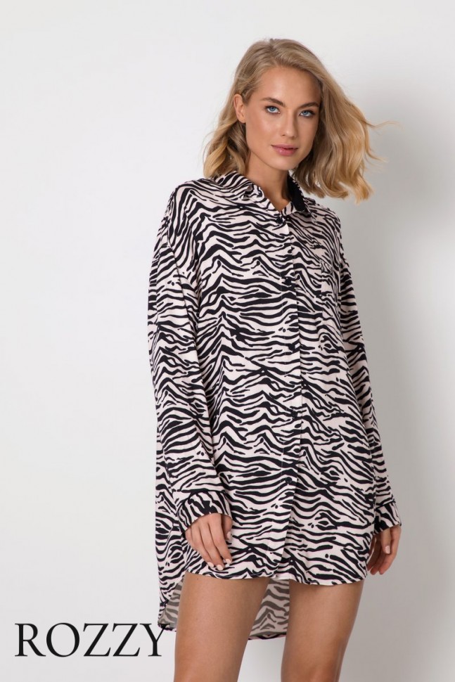 Сорочка вискозная Aruelle Aisha розовый/черный