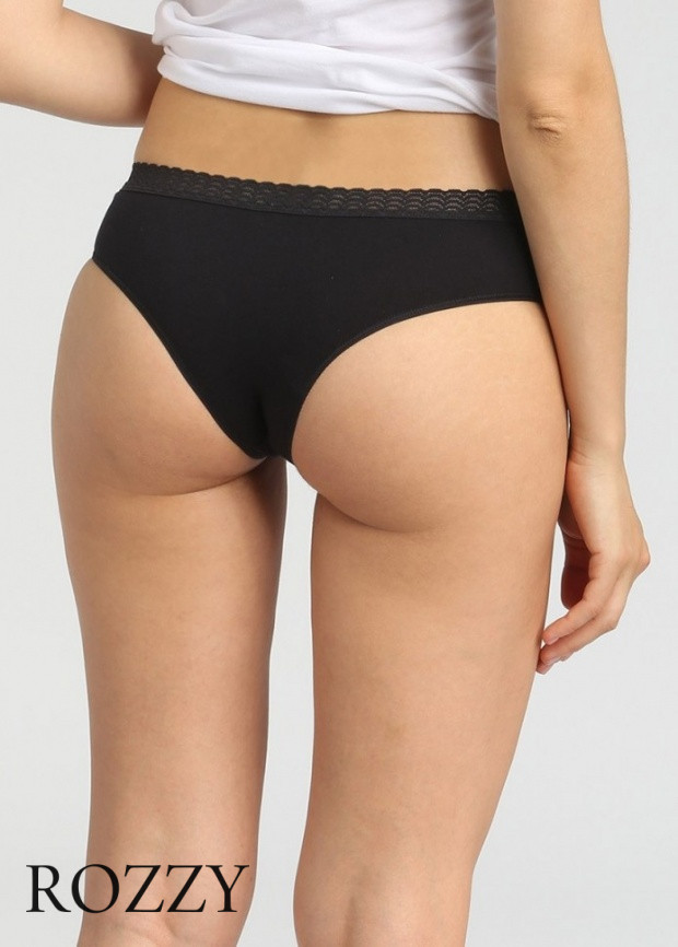 Трусы бразильяна хлопковые Dim Les Pockets Eco 09AK черный/белый (уп.2шт.)