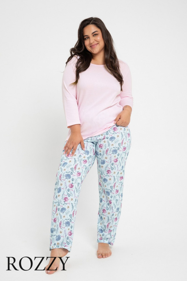 Пижама хлопковая Taro Amora Maxi 2990/3008 розовый/голубой