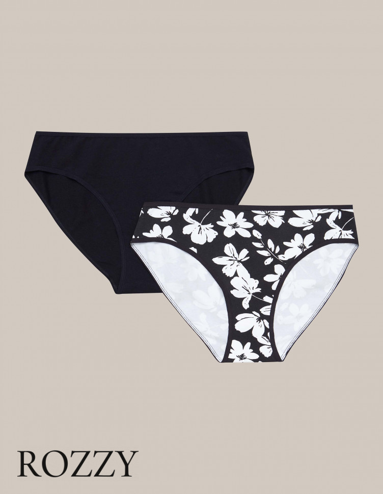 Трусы слипы хлопковые Esotiq Mia-Mia 42268 черный/белый (уп.2шт.)