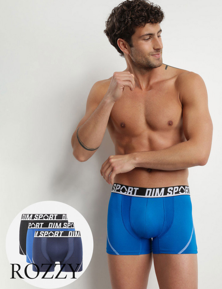 Трусы шорты мужские DIM 08EW черный/темно-синий/синий (уп.3шт.)
