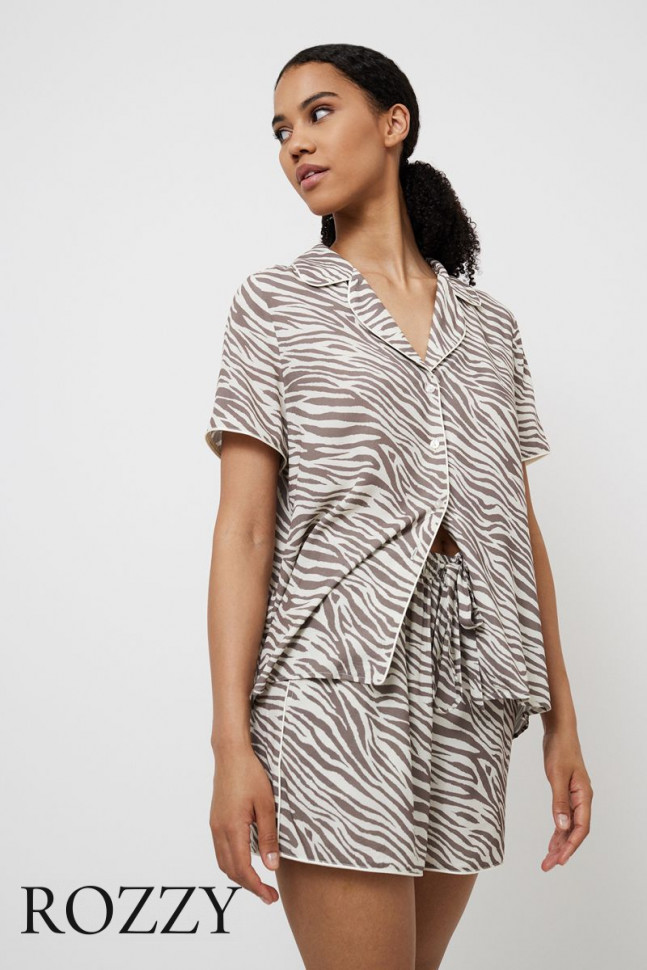 Пижама вискозная с шортами Aruelle Manuela капучино