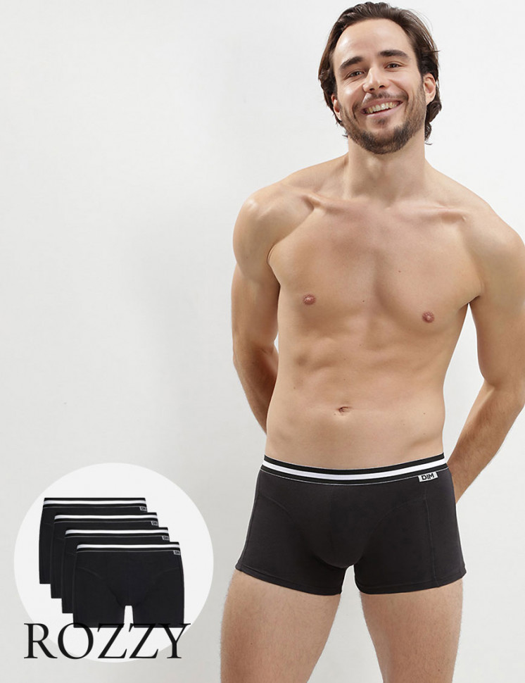 Трусы шорты мужские DIM 6578/4 черный (уп.4шт.)