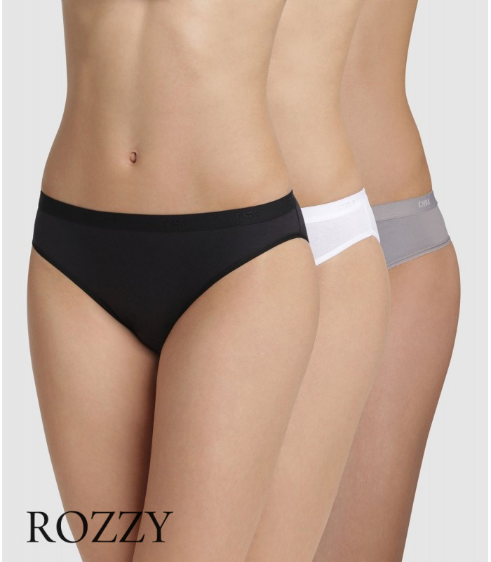 Трусы слипы хлопковые DIM Les Pockets Eco 4H00/3 черный/белый/серый (уп.3шт.)