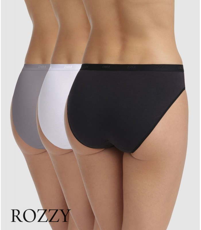 Трусы слипы хлопковые DIM Les Pockets Eco 4H00/3 черный/белый/серый (уп.3шт.)