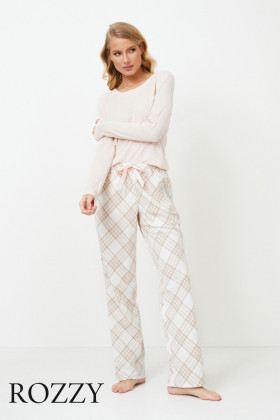 Пижама фланелевая Aruelle Claudia светло-бежевый/молочный