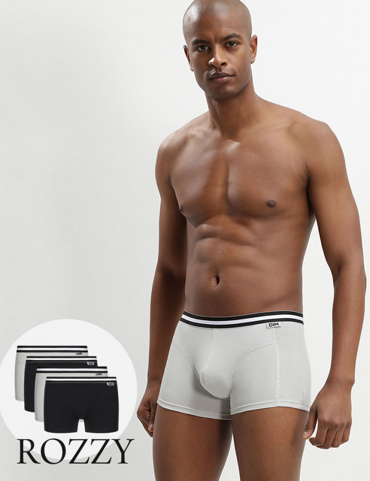 Трусы шорты мужские DIM 6578/4 черный/серый (уп.4шт.)