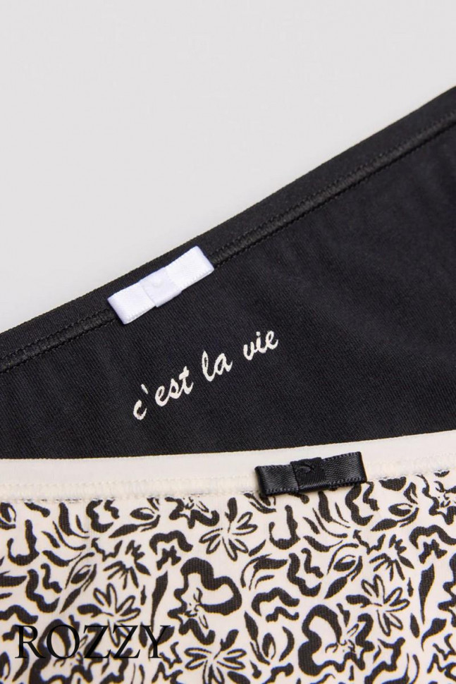 Трусы стринги хлопковые Ysabel Mora 19012 черный/белый (уп.2шт.)