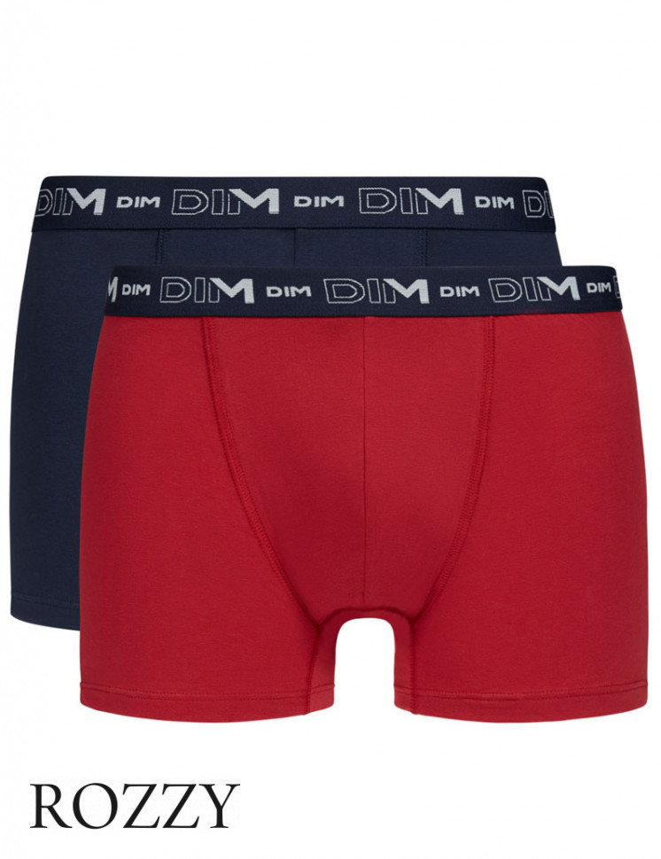 Трусы шорты мужские DIM 6596/2 синий/красный (уп.2шт.)