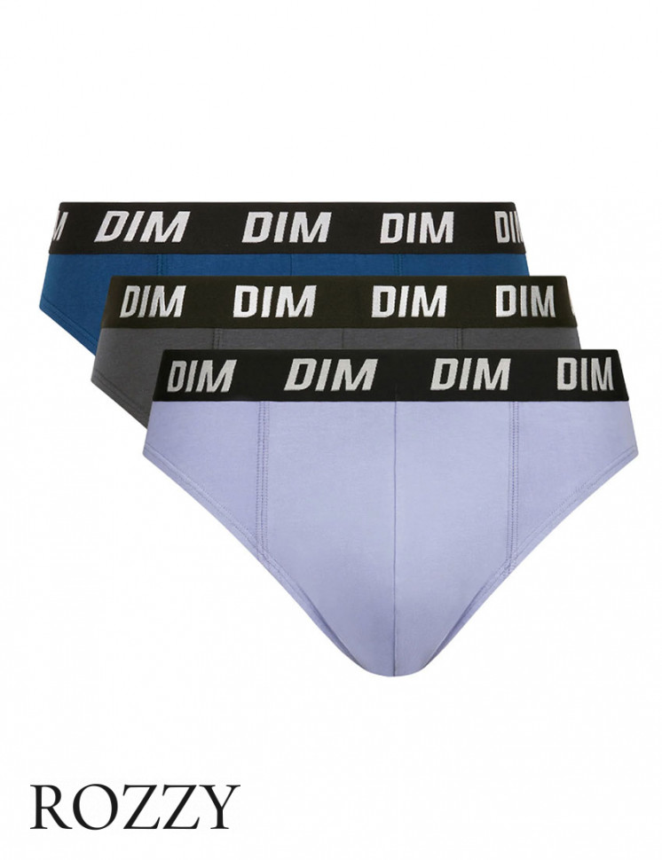 Трусы слипы мужские DIM 0DA9/3 темно-синий/синий/серый (уп.3шт.)