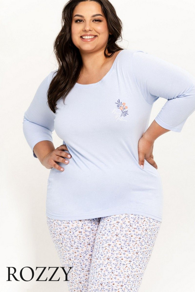 Пижама хлопковая Taro Ariella Maxi 3240/3256/3257 светло-голубой