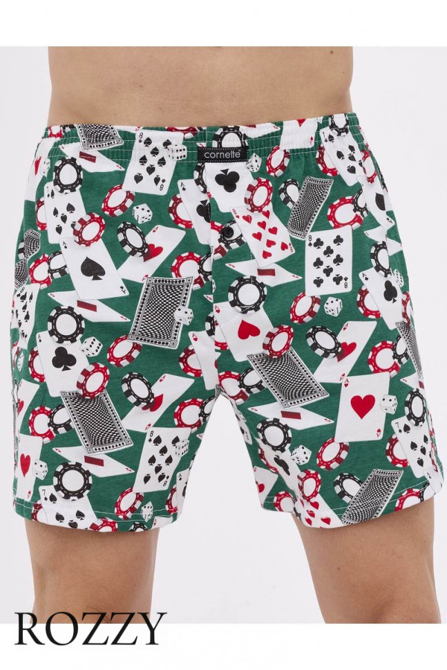 Трусы боксеры мужские Cornette 001/011-14 зеленый/белый