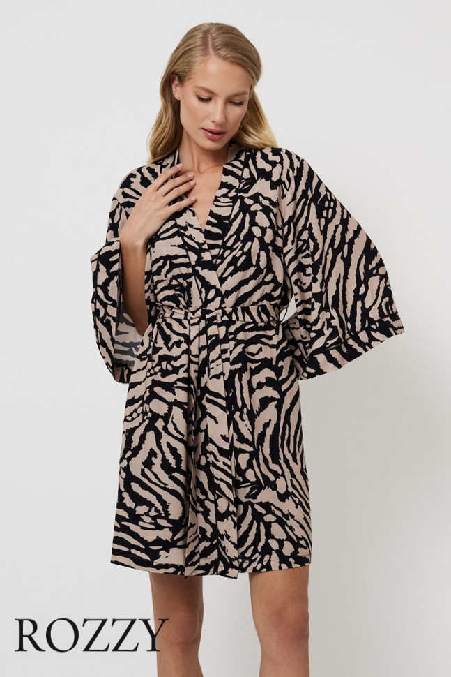 Халат вискозный Aruelle Sherry капучино/черный