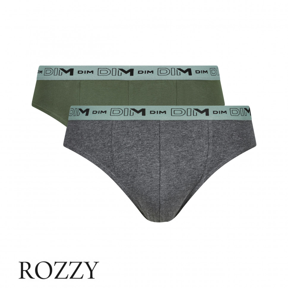 Трусы слипы мужские DIM 0EAZ серый/хаки (уп.2шт.)