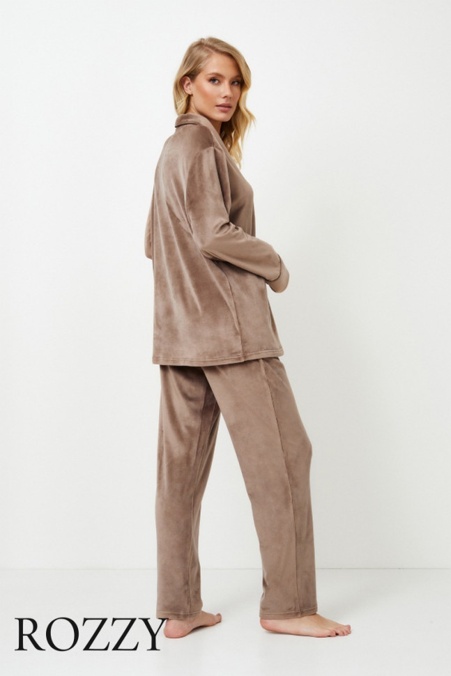 Пижама велюровая Aruelle Choco кофейный