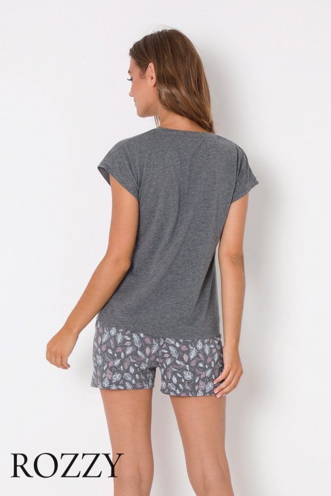 Пижама хлопковая с шортами Aruelle Kimberly серый