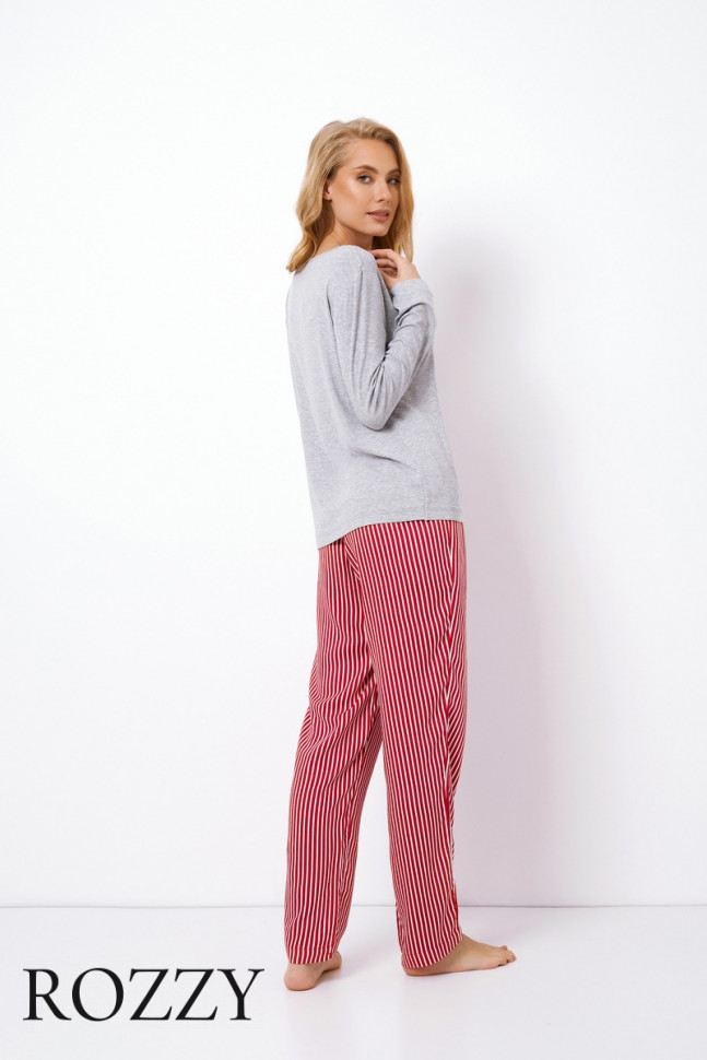 Пижама вискозная Aruelle Camy серый/красный