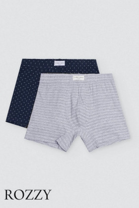 Трусы шорты мужские Ysabel Mora 20402 темно-синий/светло-серый (уп.2шт.)