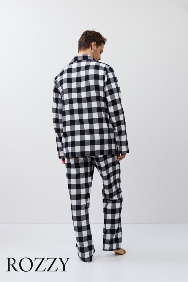Пижама мужская фланелевая Aruelle Adrian черный/белый