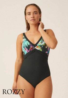 Купальник слитный Naturana 73421 мох/аква/белый Ф