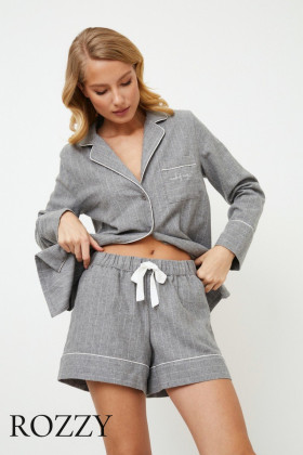 Пижама фланелевая с шортами Aruelle Clara серый