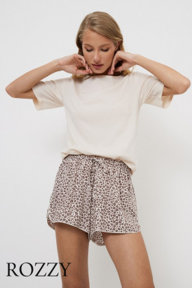Пижама с шортами Aruelle Lummy пудровый/леопардовый