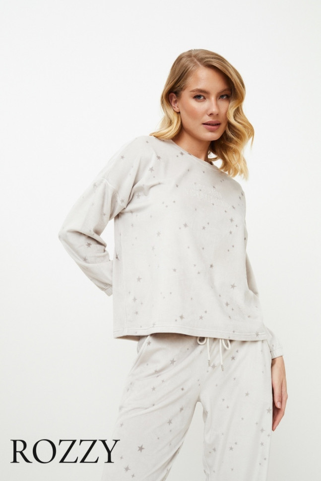 Костюм домашний велюровый Aruelle Meredith Set светло-серый