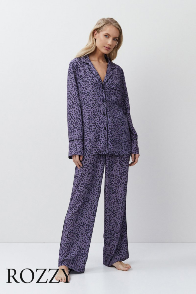 Пижама вискозная Aruelle Alix сиреневый/черный